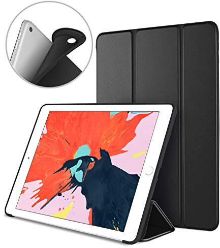VAGHVEO Custodia per iPad 10,2 Pollici 2021 9a Generazione /8a Gen 2020/iPad 7a 2019 Ultra Sottile e Leggere Protezione Morbido TPU Soft Silicone Smart Cover Case Shell[Auto Svegliati/Sonno], Nero
