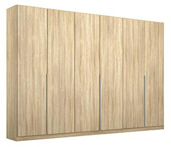 Rauch Möbel Alabama Schrank Kleiderschrank Drehtürenschrank Eiche Sonoma, Holz 6-türig inklusive Zubehörpaket Premium 3 Kleiderstangen, 9 Einlegeböden, 1 Schubkasteneinsatz BxHxT 271x229x54 cm