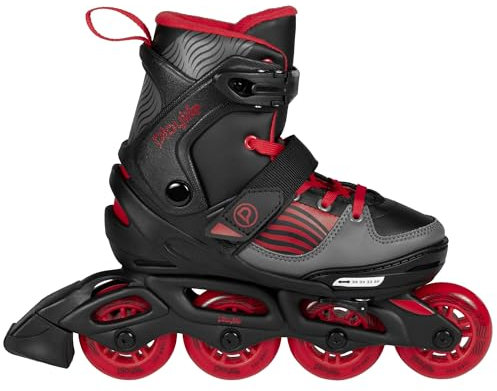 Playlife Inline Skates Dark Breeze, größenverstellbar, Schwarz/Rot/Grau, für Kinder, ABEC 5 Kugellager, Art. nr.: 880270