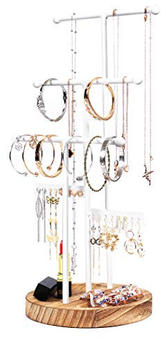 Becko Jewellery Organiser Stand Jewellery Tree Stand Jewellery Holder for Necklaces Bracelets Earrings and Rings (White)