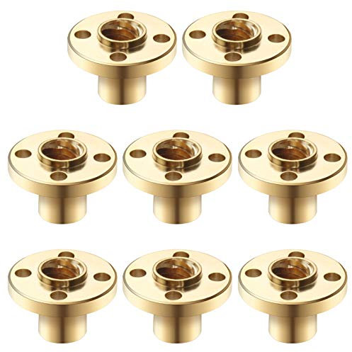Aipaide 8 Pièces T8 Écrou Vis Trapézoïdal en Laiton Résistant à la Corrosion pour 8mm Fil Tige Filetée RepRap i3 3D Imprimante Z Axe