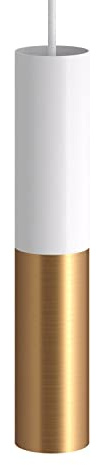 Tub E14, doppeltes Metallrohr für Punktstrahler mit Lampenfassung und E14-Doppelringmutter - Mattweiß - Bronze satiniert