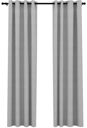 vidaXL 2X Verdunkelungsvorhang mit Ösen Leinenoptik Verdunkelungsvorhang Kräuselband Thermo Gardine Blickdicht Vorhänge Grau 140x225cm