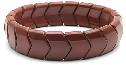 Power Ionics Braunes Turmalin-Armband mit 15mm Pfeilperlen & Edelstahlperlen – Chakra-Handarmband für Herren & Damen, Elastisch 17,5-21 cm – Echte Steine Freundschaftsarmband