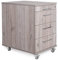 Rollcontainer 3 Schubladen + Materialauszug H 65 x B 43 x T 60 cm, Bürocontainer Holzwerkstoff in Eiche modern, Schreibtischwagen abschließbar, Schubladenschrank aus eigener Fertigung