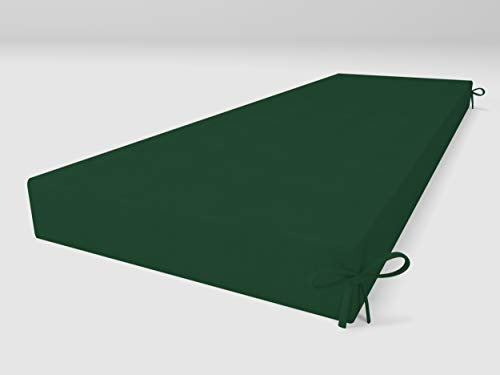 ALOHA Bankauflage Bankkissen für Gartenbank, Gartenschaukel, Gartenmöbel, Terrasse, Rasen, Sitzbank-Kissen Bankpolster Auflage (Dunkelgrün / 120x40x8cm / 1 Stück)