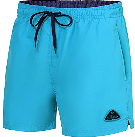 Ladeheid Herren Badehose Badeshorts Schwimmhose Bademode Strandmode LAZA1003 (Azurblau Marineblau, XL)