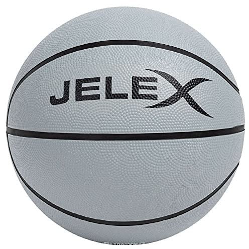JELEX Sniper Basketball mit gedämpftem Gummi-Kern, hochwertiger Butylblase, Kieselstruktur-Optik für besseren Griff, im 8-Panel-Design. 600 g, Umfang: 80 cm, Indoor- Outdoor