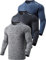 3 Pack: Men's Dry Fit Long Sleeve T Shirts, Lightweight Athletic Performance Tops with Thumb Holes Hiking, Heather Navy/Black/Dark Grey, Large