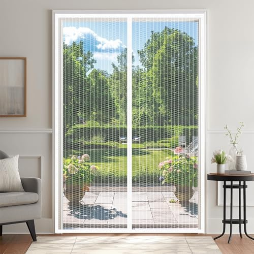 JIANJIAO Zanzariera Magnetica per Porte 105x210cm, Zanzariera Porta Tenda Chiusura Automatica Traspirante Zanzariere Anti Zanzare Insetti, per Porta Finestra Balcone Soggiorno,Bianco