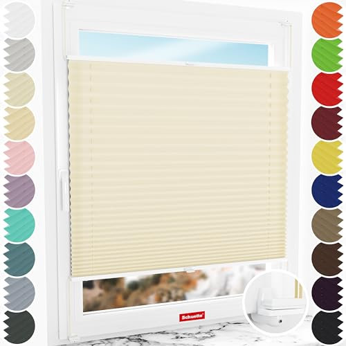 Schuette® Plissee ohne Bohren ● Premium Kollektion: Sahara's Sand ● 35x150cm (Breite x Höhe) ● Suprafix Faltrollo Klemmfix Zum Festdrehen Rollo ● 60 Sekunden Montage inkl. Video