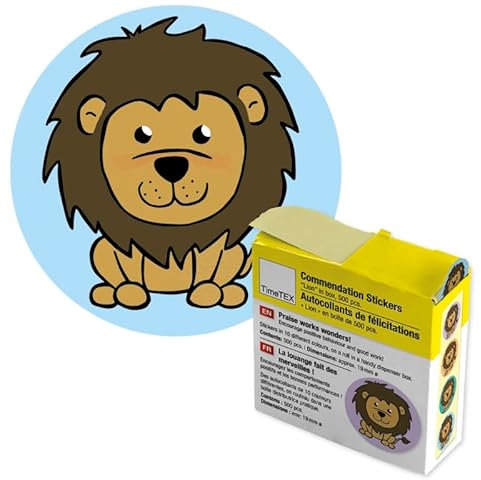 TimeTEX Belobigungs-Aufkleber Löwe - 500 Stück in praktischer Spender-Box - 19 mm ø - 62655