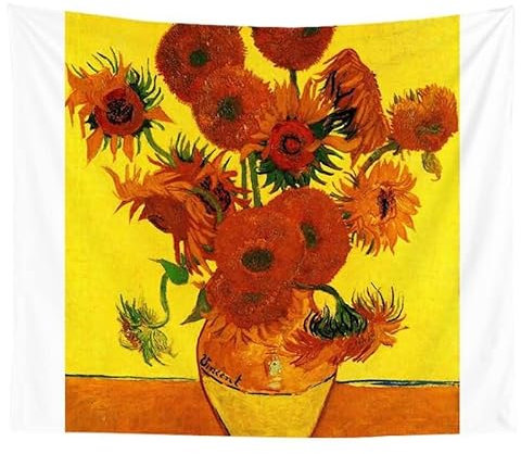 EHOMERY Tapiz Suelo Tela para Playa Vistoso Pintura Al Óleo De Van Gogh Barato Pared Vintage para Decoración Sala Estar del Dormitorio 150X150Cm