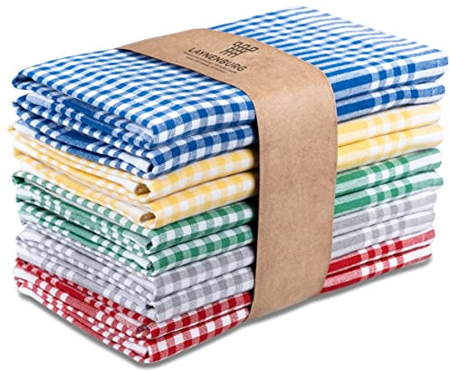 LAYNENBURG 10er-Set Premium Geschirrtücher kariert - 100% Baumwolle - 45x65 cm & Aufhänger - Oeko TEX Standard 100 - Küchentücher fusselfrei & modern - Vintage Küchenhandtücher (Mehrfarbig)