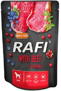 Rafi Hundenassfutter im Beutel 300g Rindfleisch | Nassfutter für Erwachsene | Vollwertiges Protein mit hoher Verdaulichkeit | Futter für EIN glänzendes Fell | Ohne Getreidezusatz
