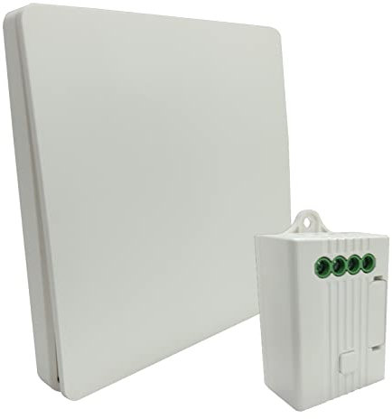 LED ATOMANT Kit Interruptor Inalambrico Autoalimentado con 1 receptor WIFI y RF 433MHz. Sin Cables ni Baterias. Interruptor Pared con Receptor Wifi. Admite 10 Pulsadores Conmutados. (Pulsador 1 via).