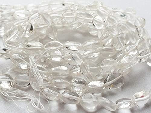 LKBEADS 10 Strand Natural Crystal Quartz - Clear Crystal Quartz Plain Oval Beads, Crystal Quartz Necklace, 8x6mm