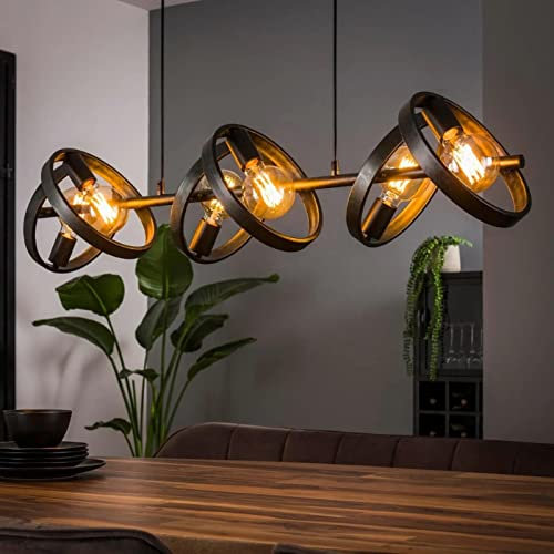 famlights in Schwarz 6-flammig industrielle Dekorativ CHRISTOPHER E27 Metall Esszimmer Küche | 6-flammig