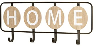 HAKU Möbel Wandgarderobe eiche, schwarz, MDF, Metall - Maße: B 50 cm x H 22 cm x T 5 cm, Style: Industrial