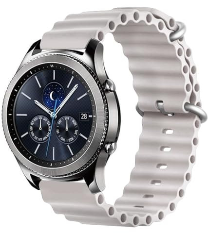 MroTech Armband Kompatibel mit Samsung Gear S3 Frontier SM-R760/R770/AMAZFIT GTR 4/Venu 3/Ticwatch Pro 3 Ultra LTE/Huawei Watch GT 4 46mm,22mm Silikon Armband für Galaxy Watch 3 45mm,Beige