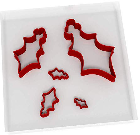 Holly Leaf Set of 5 Cutters for Cookies Clay Polymer Fondant Icing Dough Playdough Multiple Sizes 5