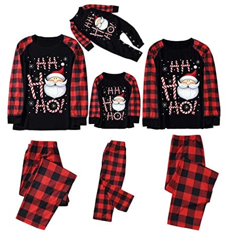 Weihnachten Schlafanzüge für Familie, Matching Weihnachts Pyjamas Set für Family, Weihnachten Pjs Set für Erwachsene Kinder, Schlafshirt Oberteil mit Hirsch Aufdurck Hose Hausanzug Sleepwear