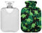 Green Dinosaur Hot Water Bottle with Velvet Cover, 2L Transparent Hot Water Bag for Neck and Shoulder Pain Relief, Bed Warmer