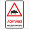 Indigos UG Aufkleber Achtung Wildschweine - 200x150 mm - Hotel, Firma, Schutz, Kita, Arzt, Praxis, Wohnung - Sicherheit - Warnung