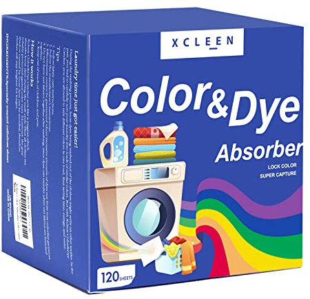 Xcleen Sábanas absorbentes de color, 120 unidades, atrapador de tinte para evitar que la ropa se manche, hojas de atrapamiento de color sin fragancia para el hogar, la escuela o el apartamento