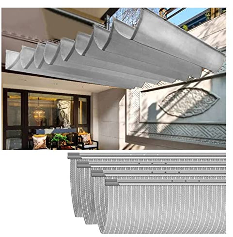 Pergola con Tetto Retrattile, Tettoia per Pergola Retrattile, Vela Onda a Filo Scorrevole a Forma di U di Ricambio per Esterni, Tenda da Sole Filtrante per Gaze