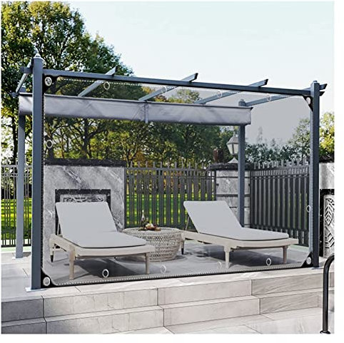 Outdoor-Vorhänge, Sonnenschutzplane, Pergola, Schattenvorhänge, transparente Plane, PVC, UV-beständig, mit Ösen für Außenbereich, Pavillon, Terrasse (Color : A,