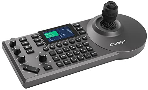 Chameye PTZ Kamera Controller mit 4D Joystick und 3-Zoll-Bildschirm, mit RS232/485, LAN(PoE), 7-Kameras-Verknupfungen, VISCA, PELCO-D/P Unterstützt 255 Voreingestellte Positionen, E300