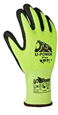 U-POWER Flex Giallo Fluo, Guanti da Lavoro Antinfortunistici Traspiranti con Fodera in Nylon Spandex, Palmo in Nano Schiuma di Nitrile - Tg. 9 (L)