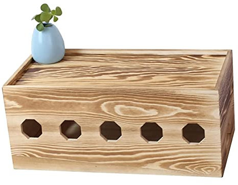 Wooden Cable Box, Wooden Multi Charging Station, Cable Management Desk, Cord Organizer Box, Hide and Conceal Power Strips and Power Cords from TVs, Computers (Color : B, Size : 40x18x15cm)