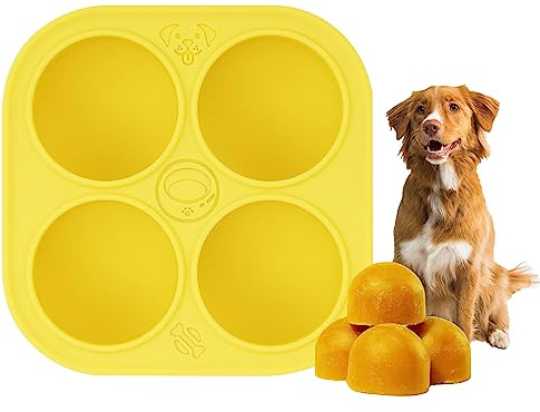 Moule Silicone Friandises Chien, Moules à Friandises pour Chien Réutilisables Friandises pour Chiens Moules Lavable au Lave-Vaisselle pour Collation Maison pour Chien Facile à Démouler (Jaune)
