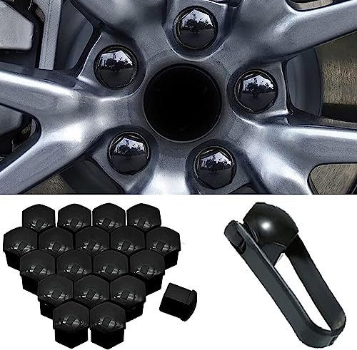 JACCOS 20 Stücke Auto Radmutterkappen für V-olvo XC40 XC60 XC70 XC90,Auto Radmutterkappen Radschraubenkappen Radschrauben Schutzkappen Radmutterkappe Reifen Mutter Bolzen Zubehör,A-Black-19mm