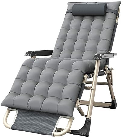 Hodeffior Klappbare Liegestühle, verstellbares Schlafbett, Stuhl, tragbares Klappbett, Kinderbett für draußen, Strand, Rasen, Camping, Pool, Sonnenbaden (Seitenrohr + Grau + Matratze)