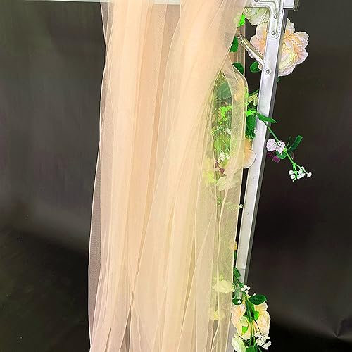 20m x160cm Soft Tüllstoff,Tüll Stoffe zum Nähen,Netzstoff Dekostoff Drapierstoff für Arbor Hochzeit Vorhang Hochzeitsbogen Freihanddeko Torbogen Zeremonie Party Deko Kleid Tüllrock Schleier,Champagner