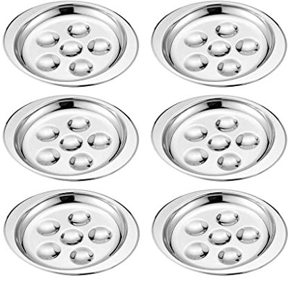 DIXII - Plaque de Cuisson en Acier Inoxydable à Simple Couche, à Motif de Champignon et à 6 Trous - Lot de 6 Unités - Mushroom Pattern - Moyenne - Texturé - Lavage à la Main Uniquement