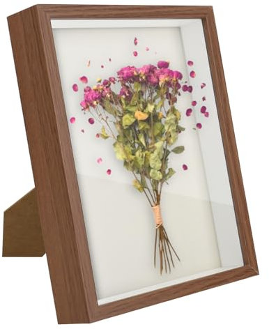 Marco de Fotos 3D, 27 x 22 cm, de Madera Profundo para Rellenar, Caja Con Cristal para Colgar en la Pared o Escritorio, Regalos de Recuerdo Familiares (Interior 24,5 x 19,5 cm)