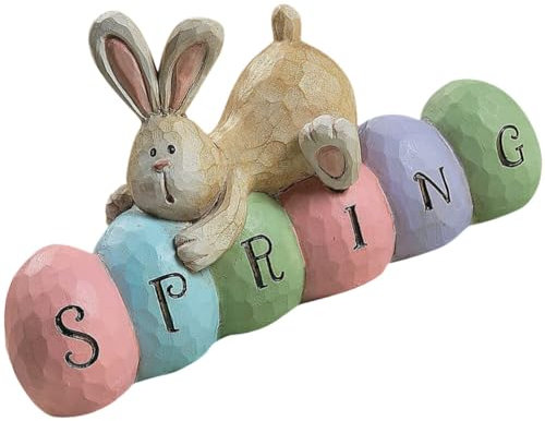 Cabilock Kaninchen-verzierung Ostern Hängen Osterdeko Für Die Hausräumung Osterdekorationen Im Freien Osterhasenfigur Dekoration Tischplatte Kleiner Hase Ostern Türkranz Harz China Feder
