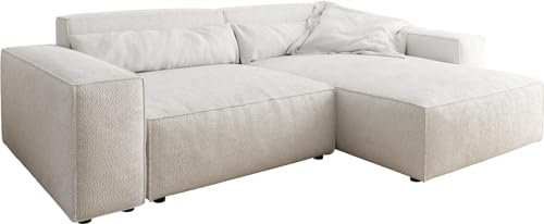 DELIFE Eckcouch Sirpio XL Bouclé Creme-Weiß 270x170 cm Recamiere variabel