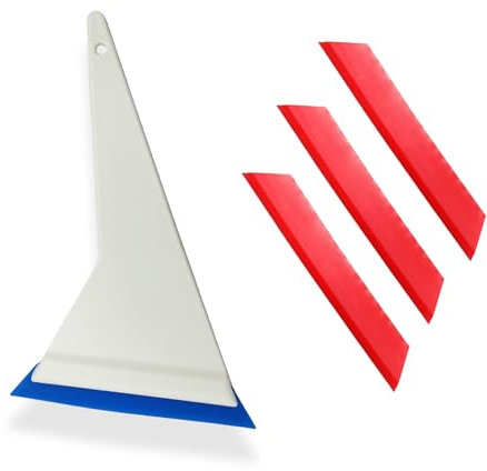NBTOOL Window Tint Tools 3Pcs Window Tint Side Swipe Long Handle Squeegee,Window Tint Squeegee with Replaceable Red PU Bevel Blades Window Tinting Tools for Car Window Glass Film