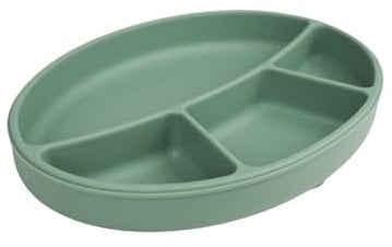 Thermobaby – Plato de silicona con ventosa para bebé – Plato de bebé – Plato irrompible para bebé, antideslizante, apto para lavavajillas y microondas, verde salvia