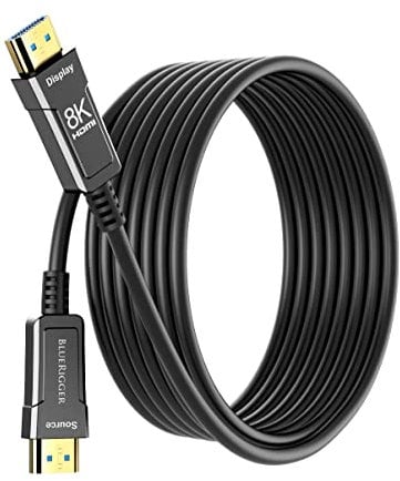 BlueRigger 8K Fiber Optic HDMI Cable 15M (48Gbps, in-Wall CL3 Rated, eARC, 8K 60Hz, 4K 144Hz, HDCP 2.3, HDR10+) Ultra High Speed Long HDMI AOC 2.1 Cable - for Gaming, VR, HDTV, Monitor, PC