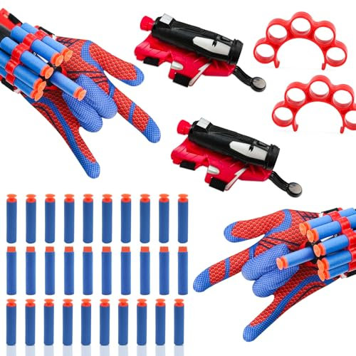 ZITUZY 2 Stück Handschuhe, Handschuhe Spinnennetz, Spider Handschuhe Kinder Spielzeug, für Kinder Fans (Kugel)