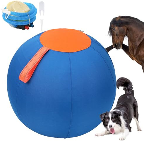 Duuclume Palla da pastore per cani, palla grande da 43,2 cm, giocattoli interattivi per cani di taglia media e grande, set completo di palline per cani con pompa a mano, palla da cavallo per giocare,