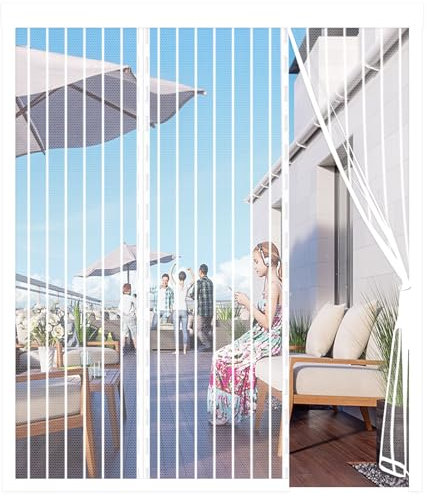 Zanzariera Magnetica per Porta, 140x240CM Tenda Calamita Zanzariere, Anti-zanzare Anti-insetti, Si Chiude da Sola, Tenda Anti Mosche per Balcone, Terrazzo Doppia Apertura Laterale (Bianco)