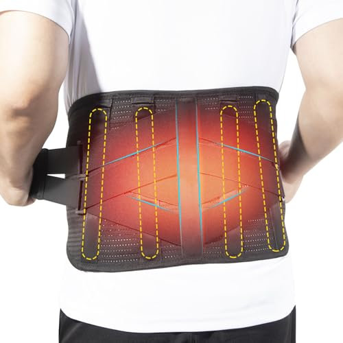 HONGJING Ceinture de soutien arrière avec chaleur pour les douleurs dans le bas du dos, ceinture lombaire rechargeable pour hernie discale, sciatique, fonctionne pour les hommes ou les femmes (M)