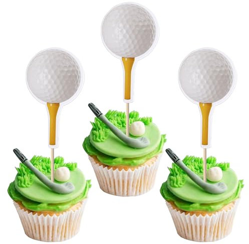 Rsstarxi 40 Pack Golf Cupcake Toppers Golf Birthday Party Decorations Sports Golf Ball Cupcake Picks for Baby Shower Kids Birthday Golf Party Cake Decorations